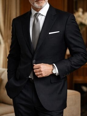 Canali 1934 Men’s Blazer 52 42R Black 100% Wool Made in Italy Luxury Suit Jacket